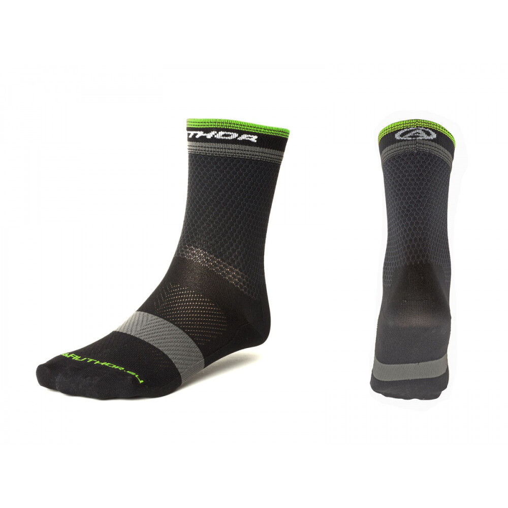 AUTHOR Ponožky Stripe X0 M 38-42 (černá/šedá/žlutá-neonová)