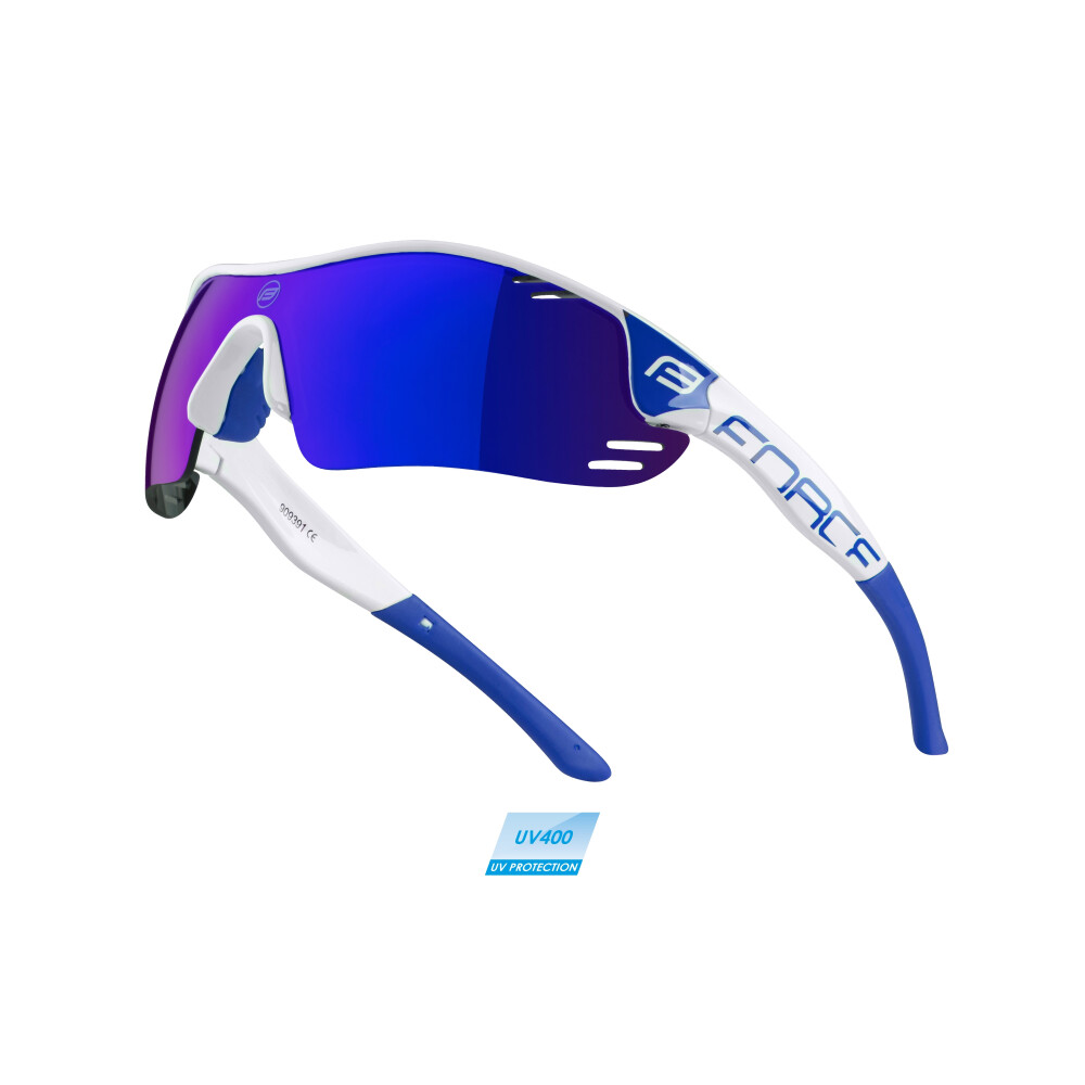 brýle FORCE RACE PRO bílo-modré, modré laser sklo