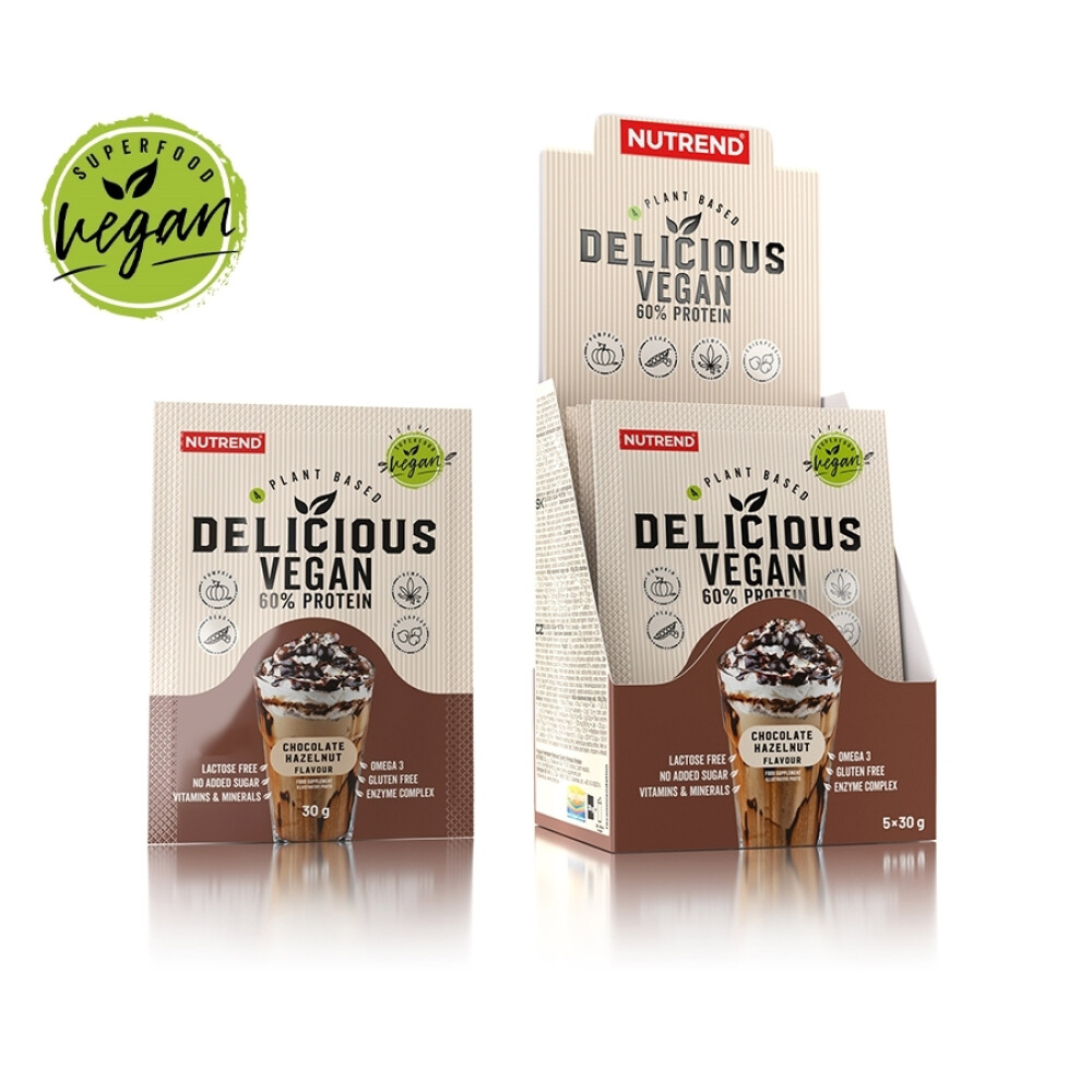 DELICIOUS VEGAN PROTEIN 5x30 g čokoláda+lísk.ořech