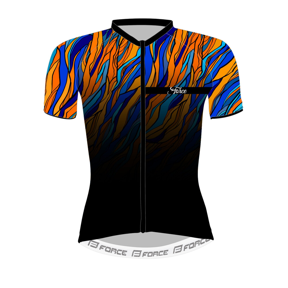 dres F LIFE LADY kr. rukáv, črn-modro-oranžový