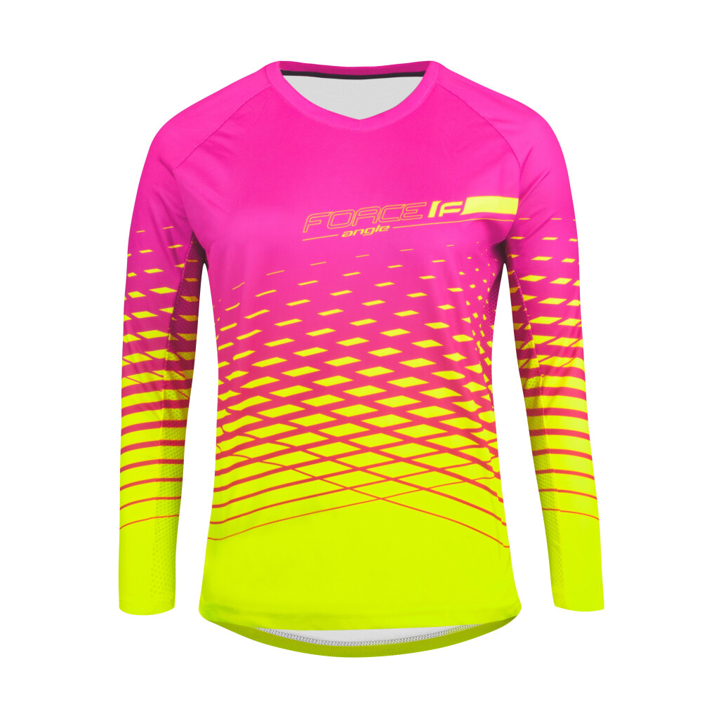 dres F MTB ANGLE LADY dl. rukáv, růžovo-fluo