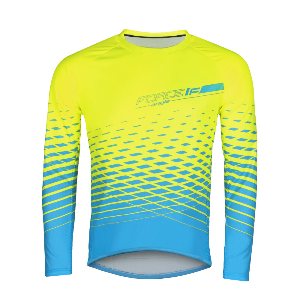 dres FORCE MTB ANGLE dlouhý rukáv, fluo-modrý