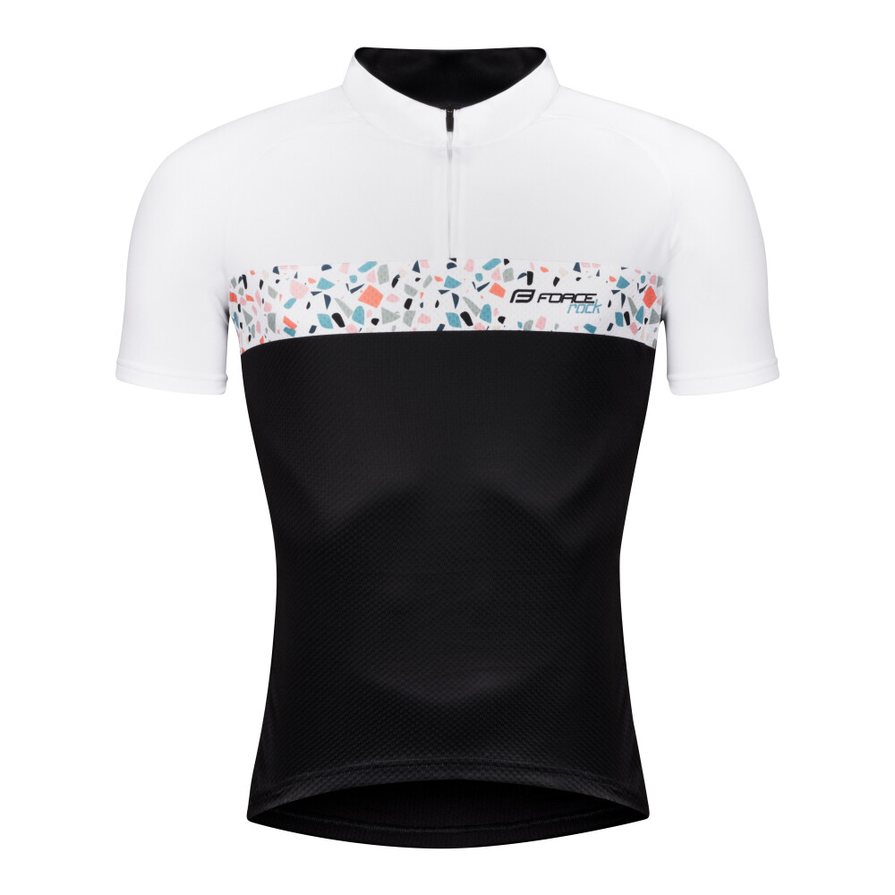 dres FORCE ROCK krátký rukáv, černo-bílý
