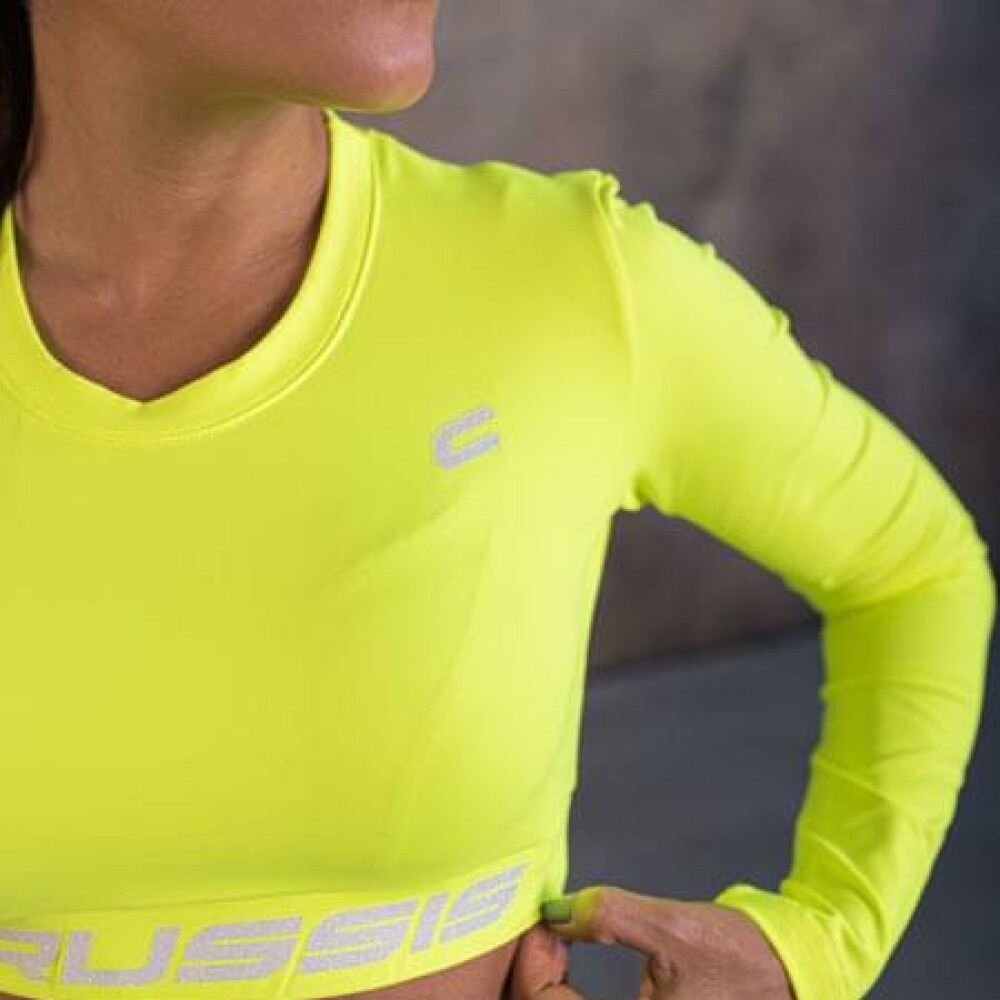 Dámský Crop Top dlouhý rukáv NEON YELLOW