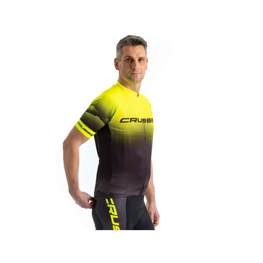 Cyklistický dres CRUSSIS, krátký rukáv, černá/žlutá