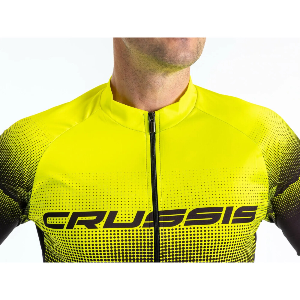 Cyklistický dres CRUSSIS, dlouhý rukáv, černá/žlutá