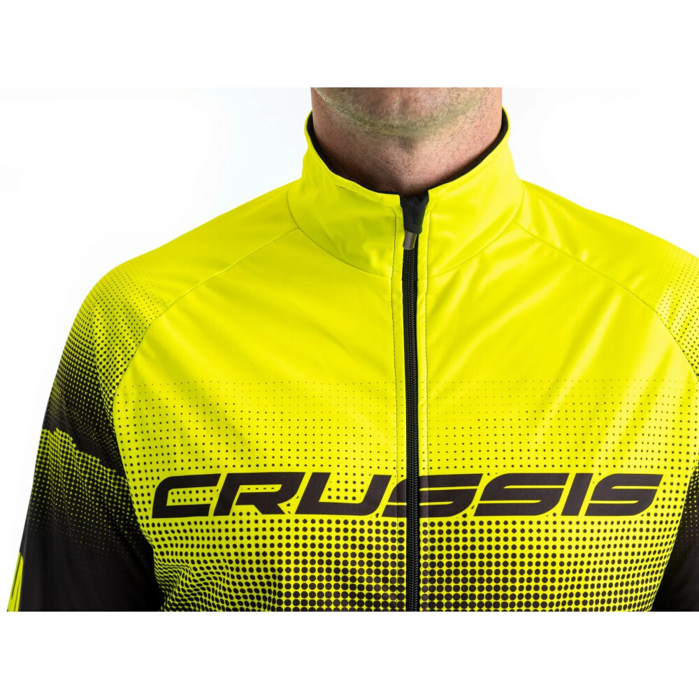Cyklistická bunda CRUSSIS No-Wind, černá/žlutá