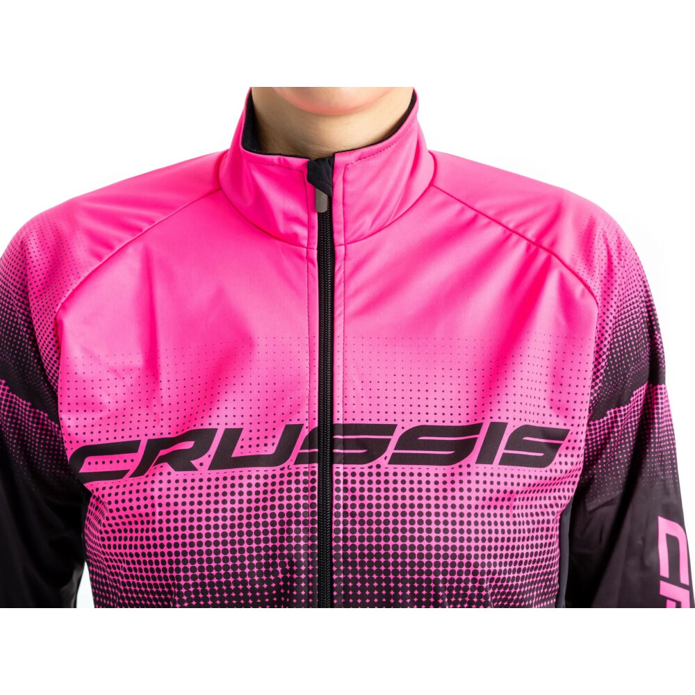 Dámská cyklistická bunda CRUSSIS No-Wind, černá/růžová