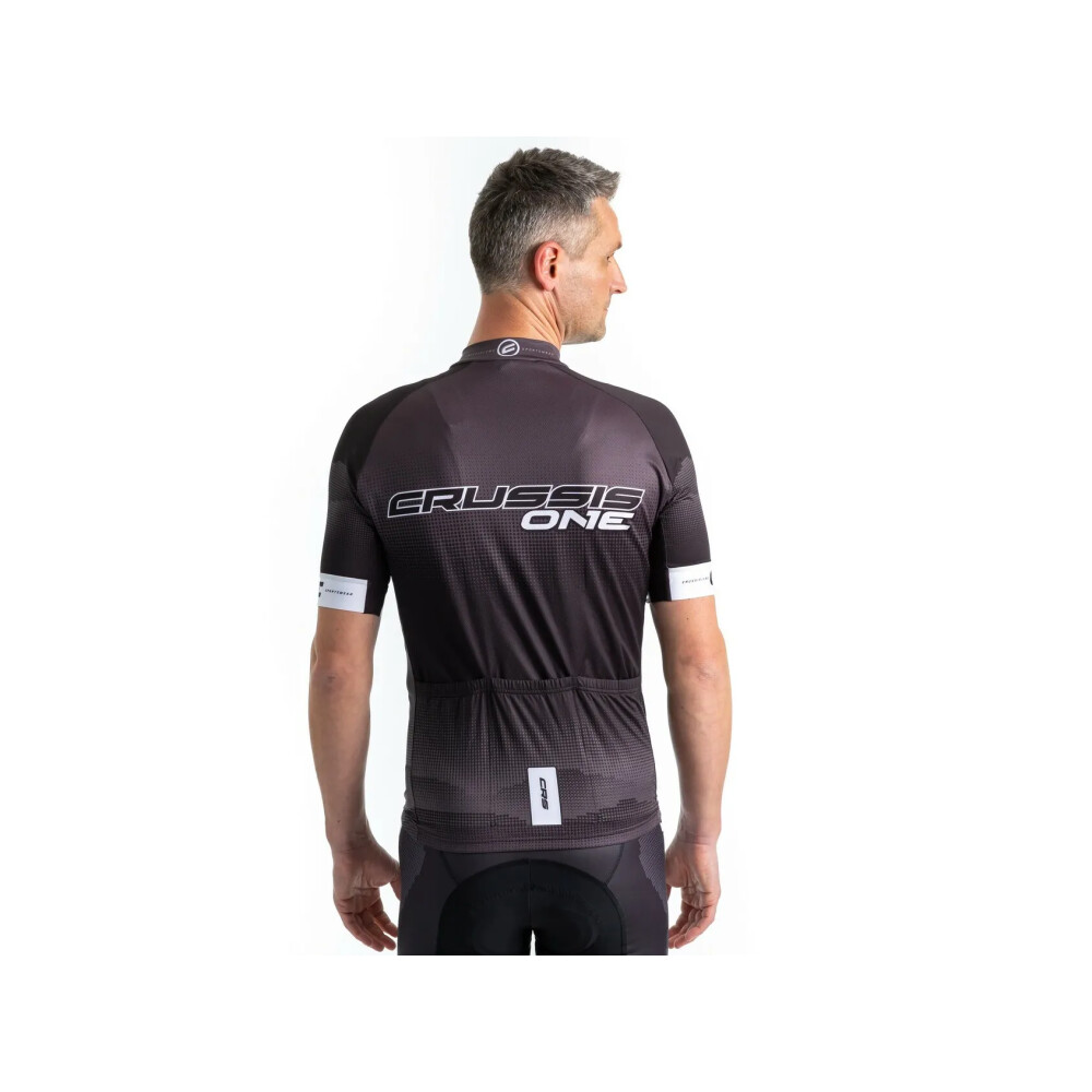 Cyklistický dres CRUSSIS - ONE, krátký rukáv, černá/bílá