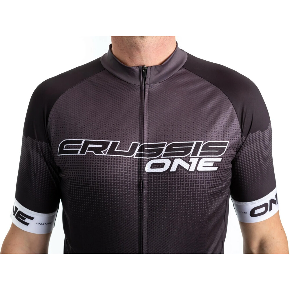 Cyklistický dres CRUSSIS - ONE, krátký rukáv, černá/bílá