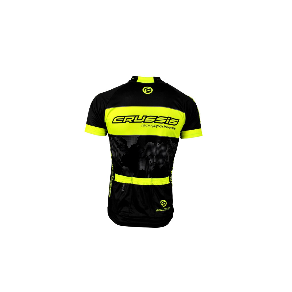 Crussis Cyklistický dres CRUSSIS - černá / žlutá fluo
