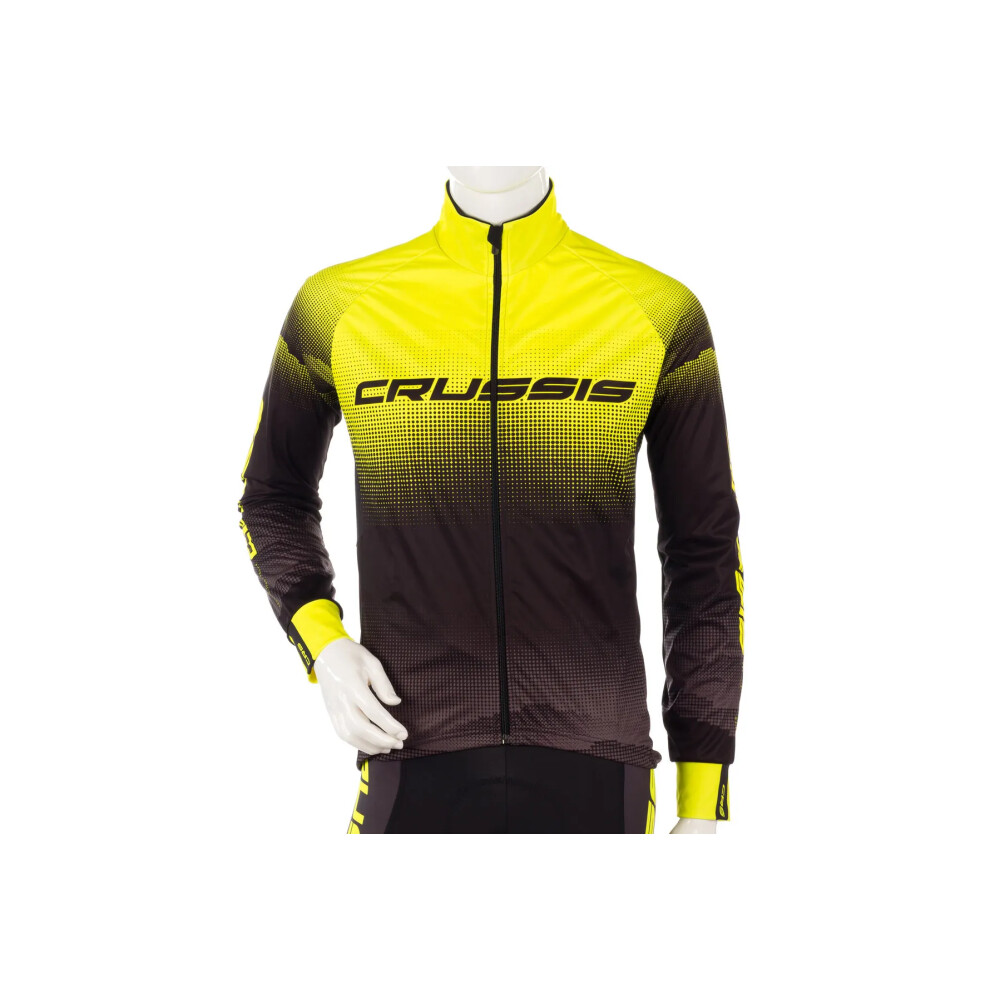 Cyklistická bunda CRUSSIS No-Wind, černá/žlutá