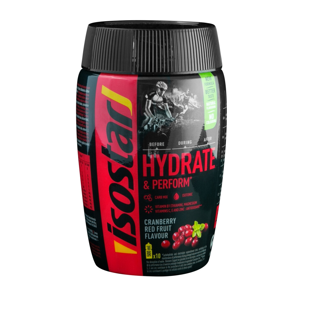 ISOSTAR Hydrate and Perform, dóza, 400 g brusinka