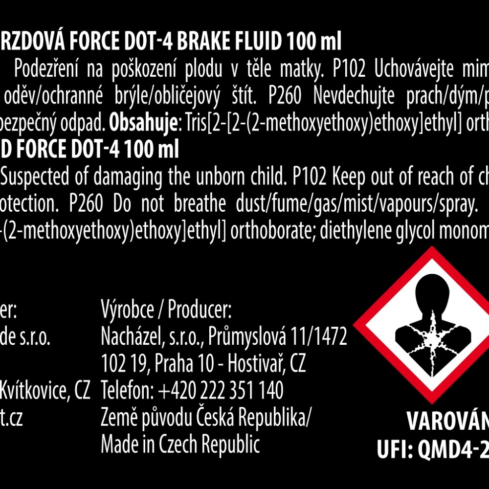 kapalina brzdová DOT 4 FORCE, kapátko 100 ml