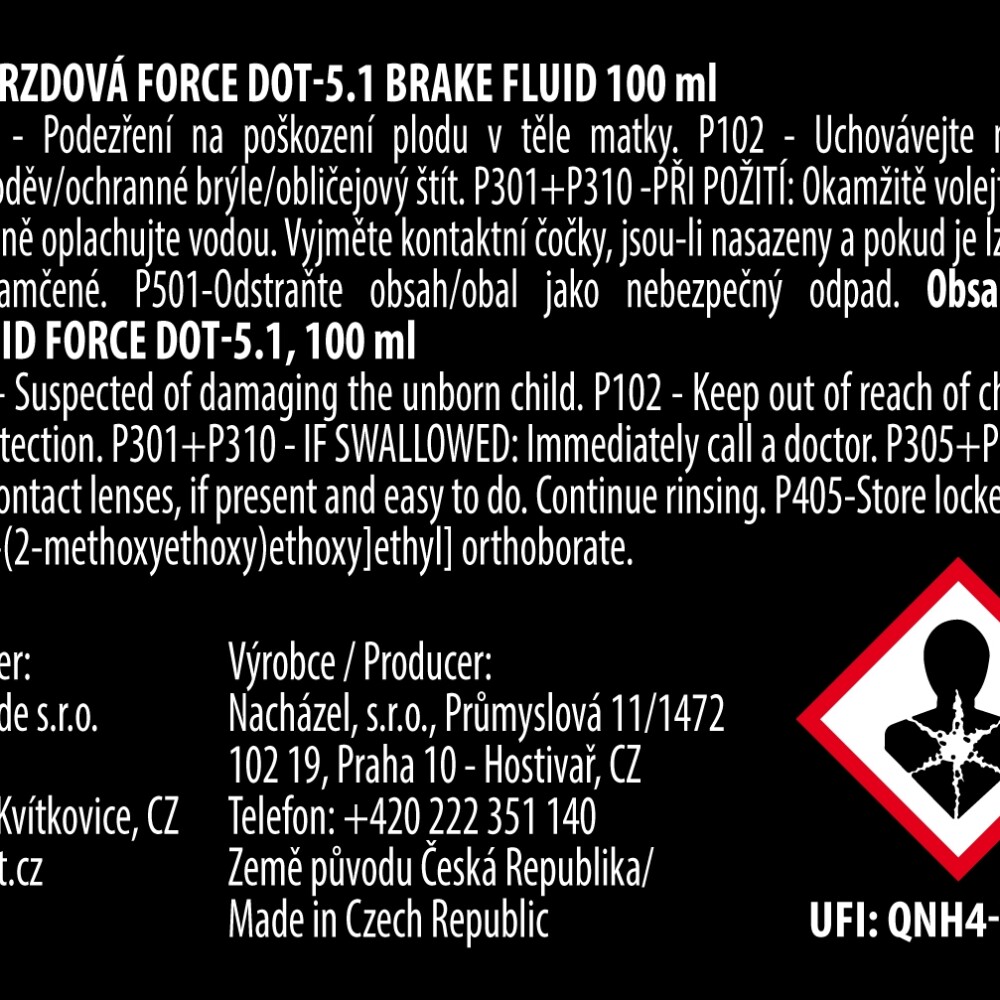 kapalina brzdová DOT 5.1 FORCE, kapátko 100 ml