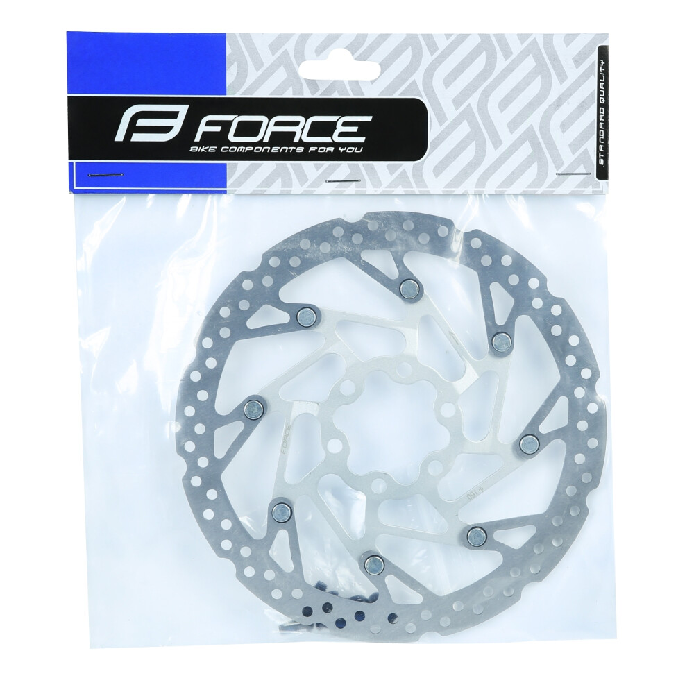 kotouč brzdový FORCE-5 160 mm, 6 děr, stříbrný