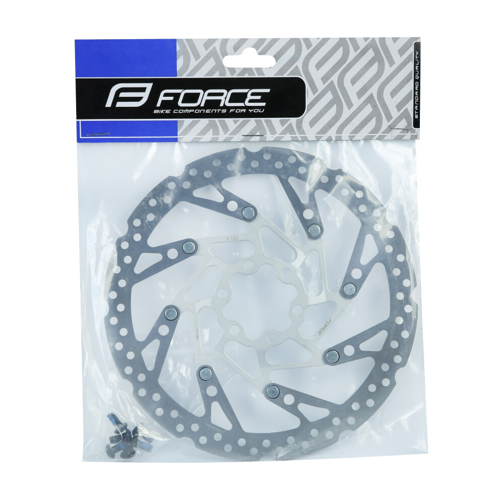 kotouč brzdový FORCE-5 180 mm, 6 děr, stříbrný