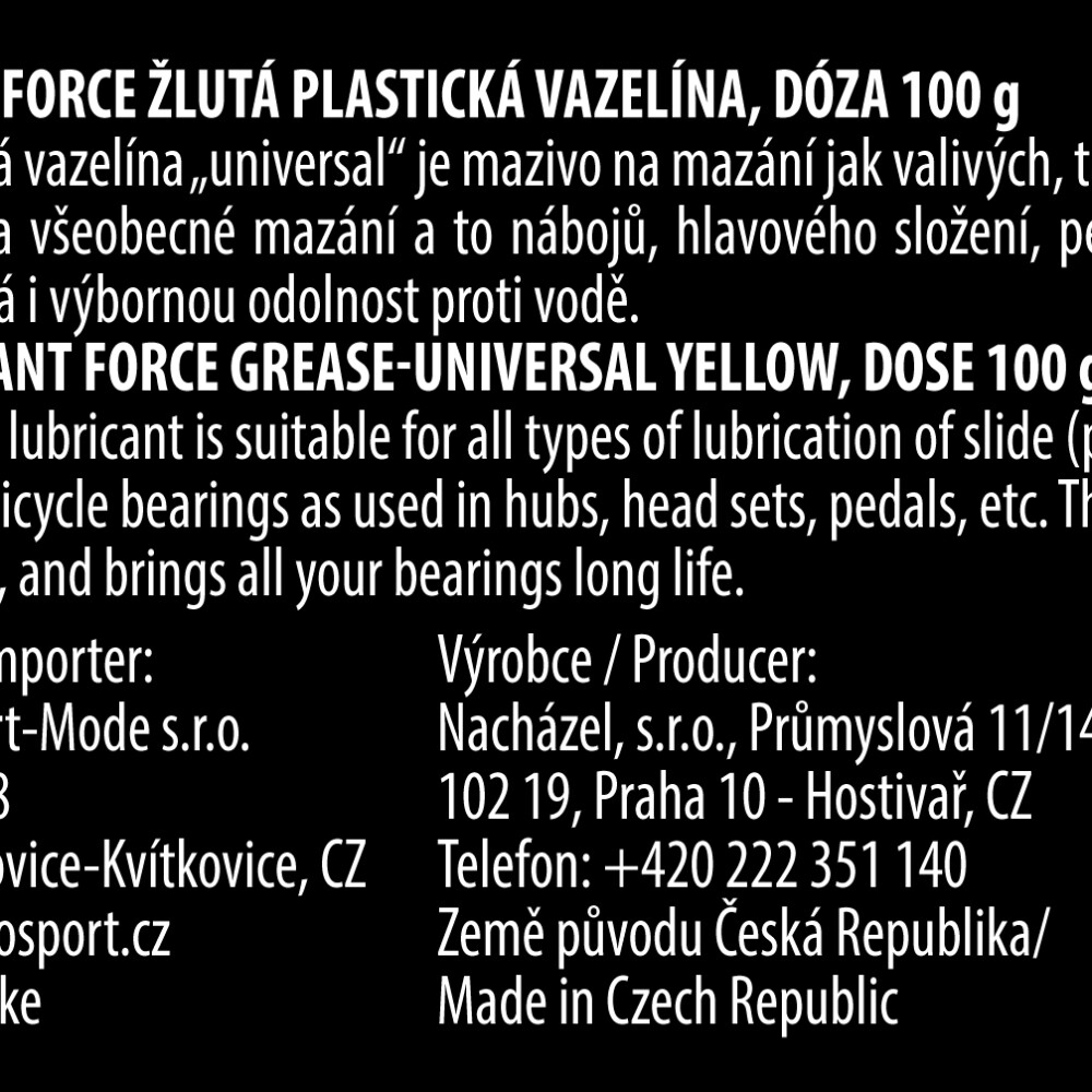 mazivo FORCE žlutá plastická vazelína, dóza 100g