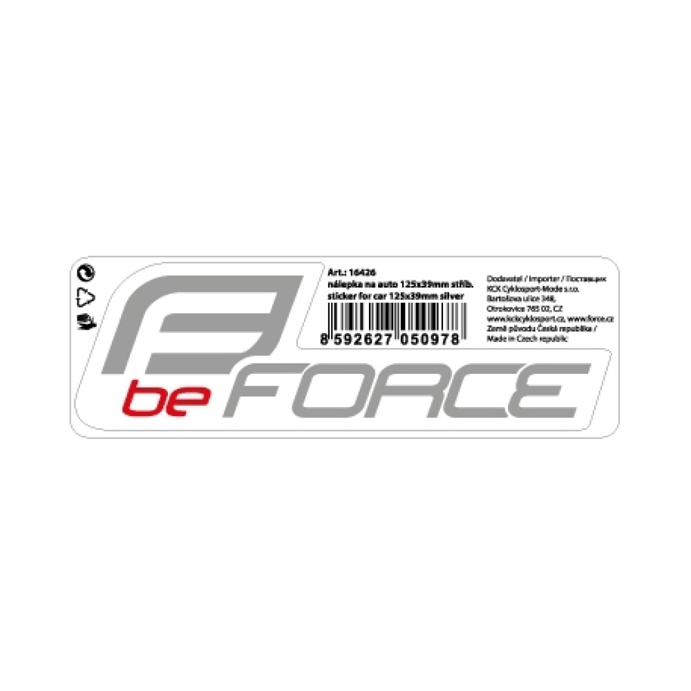 nálepka FORCE na auto 125x39mm stříbrná