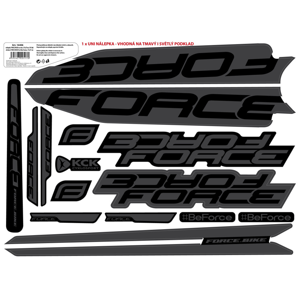nálepky FORCE MOD na rám, 37x27cm, UV lak