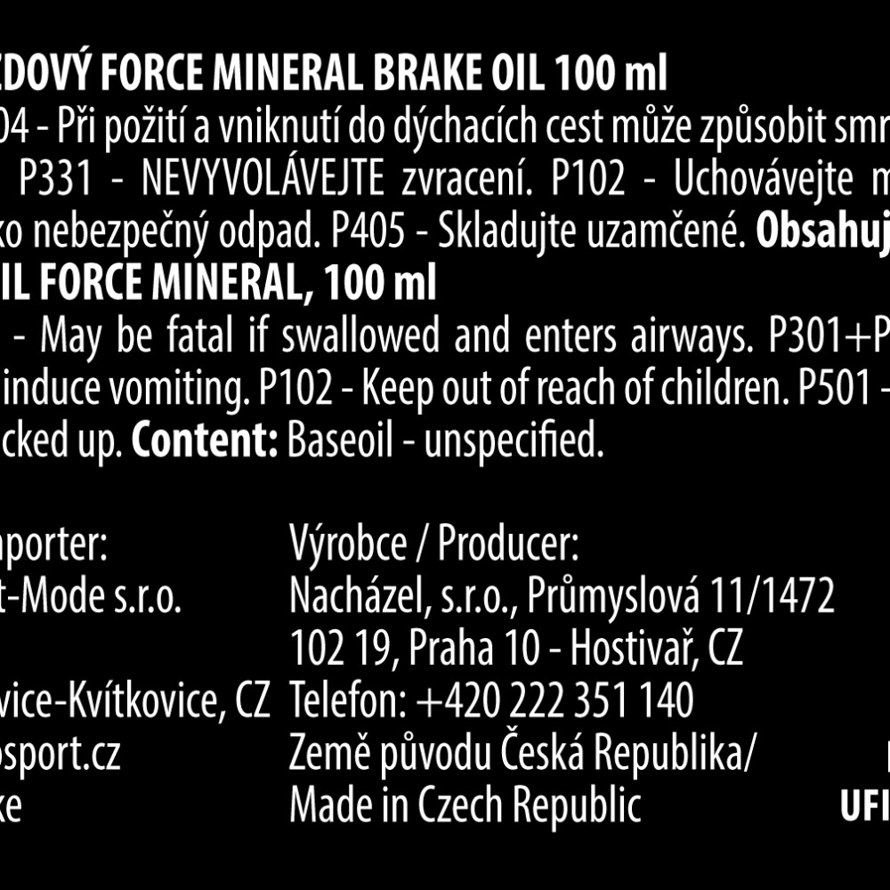 olej brzdový minerální FORCE, kapátko 100 ml