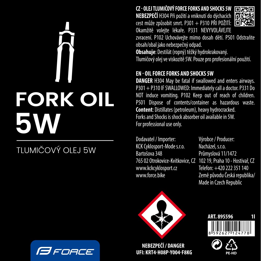 olej tlumičový FORCE Forks and Shocks 5W, 1l