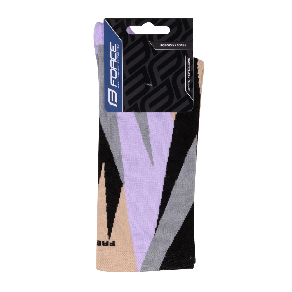 ponožky FORCE FREERIDE,krém-růžovo-šedé