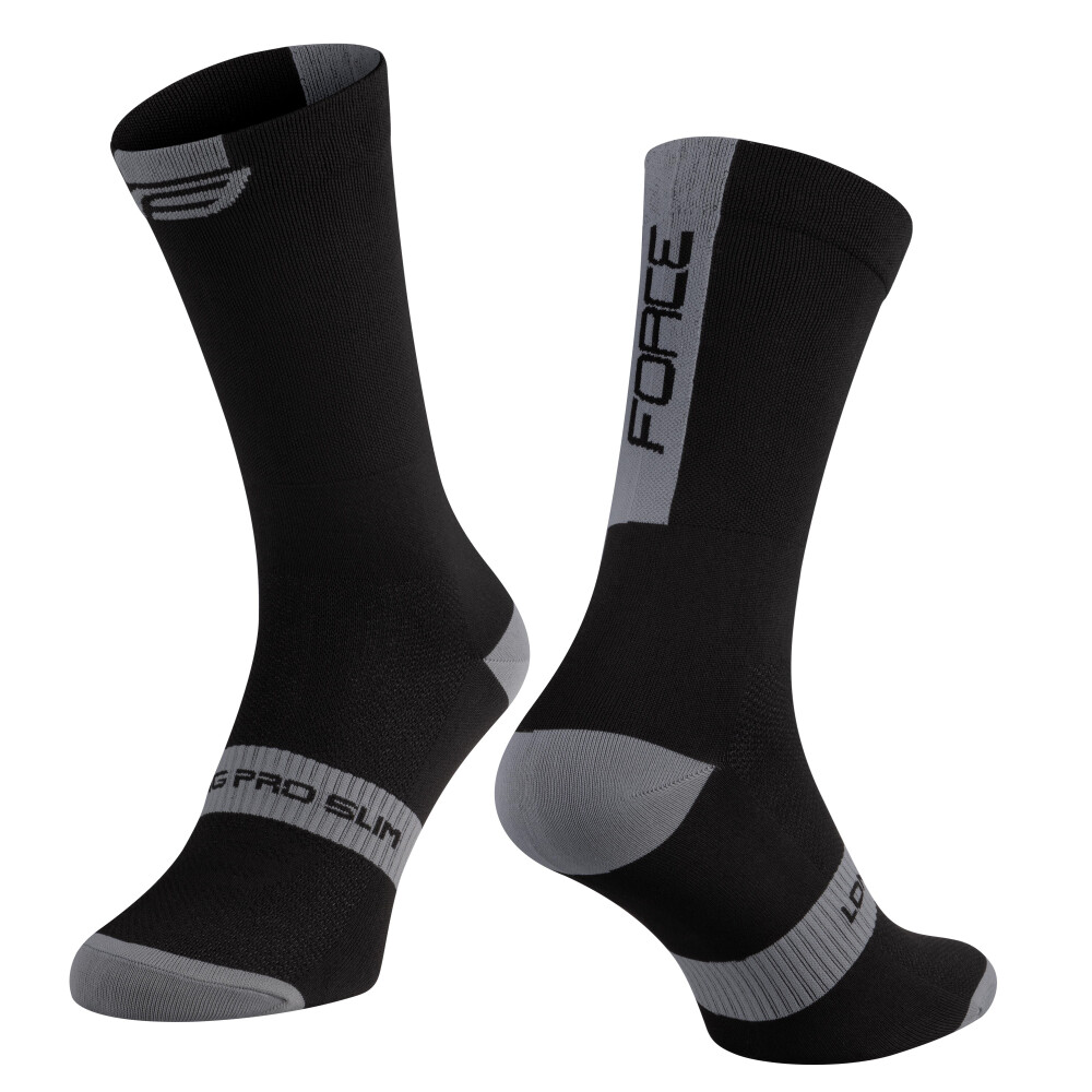 ponožky FORCE LONG PRO SLIM, černo-šedé