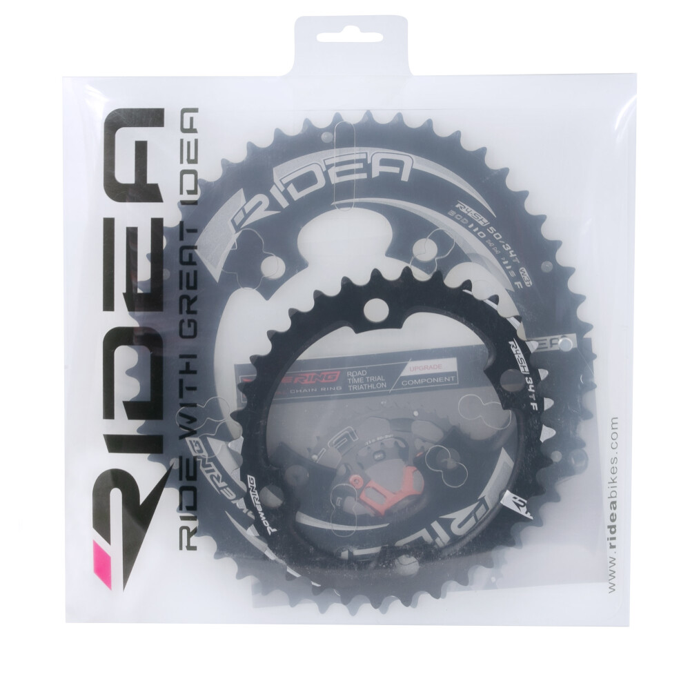převodníky RIDEA F, eliptické,50/34z, Al, črn/bíl