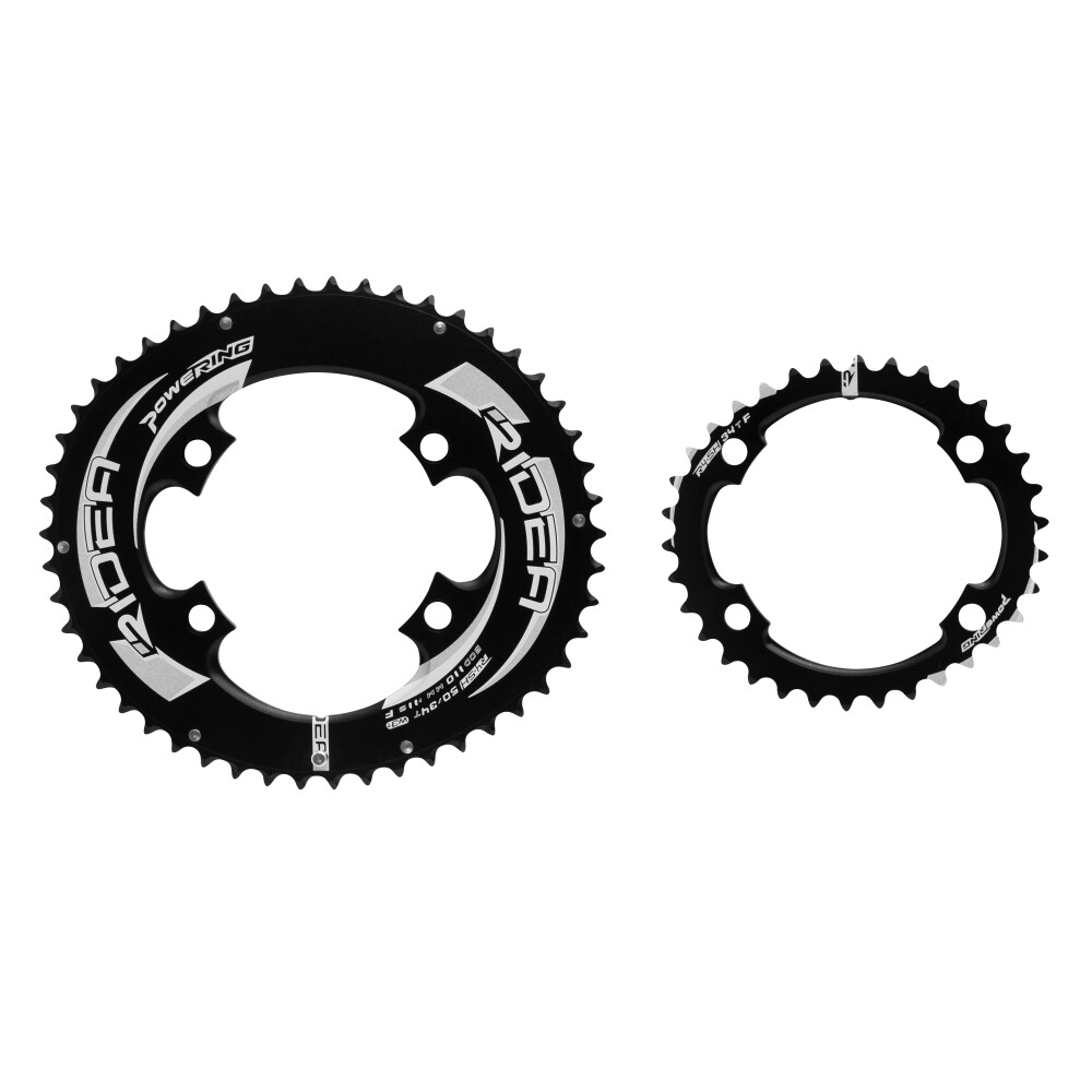 převodníky RIDEA F, eliptické,50/34z, Al, črn/bíl