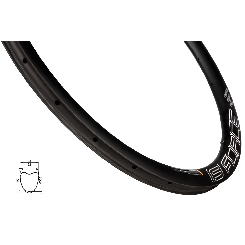 ráfek FORCE GRAVEL plášťový KARBON 40mm, 24děr