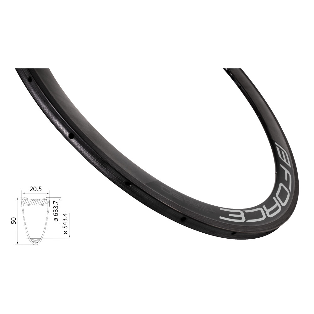 ráfek FORCE silniční galuskový KARBON 50mm, 24děr