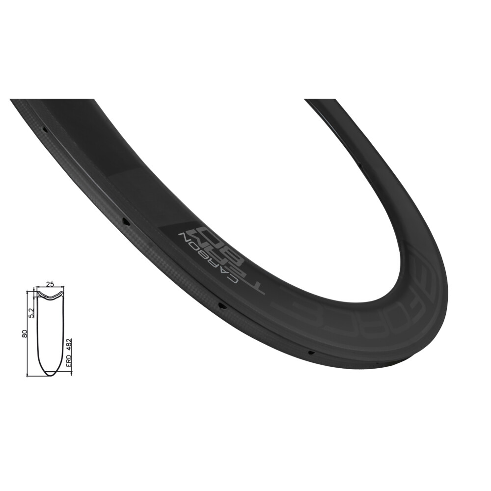 ráfek FORCE silniční galuskový KARBON 80mm, 20děr