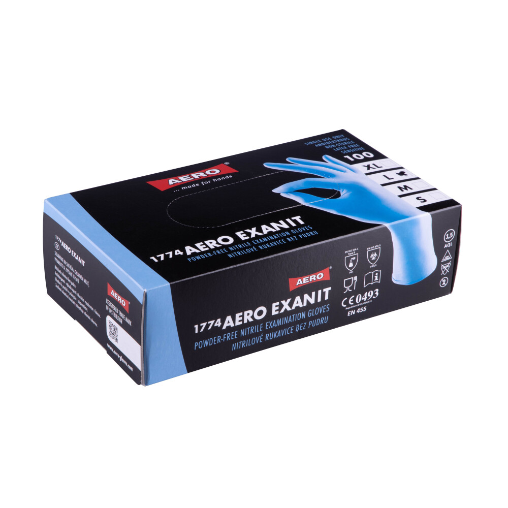 rukavice nitril AERO bez pudru, sv. modré L/100ks