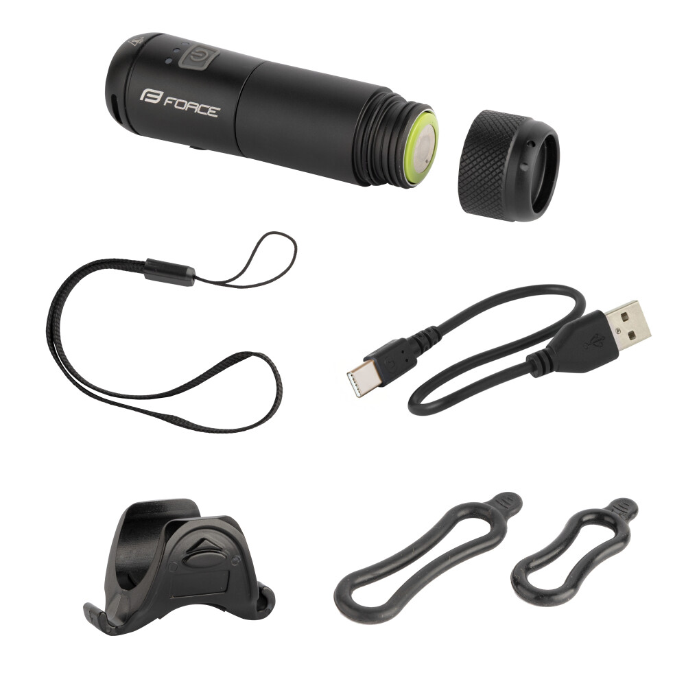 světlo přední FORCE PEN 2.0 700LM USB, černé