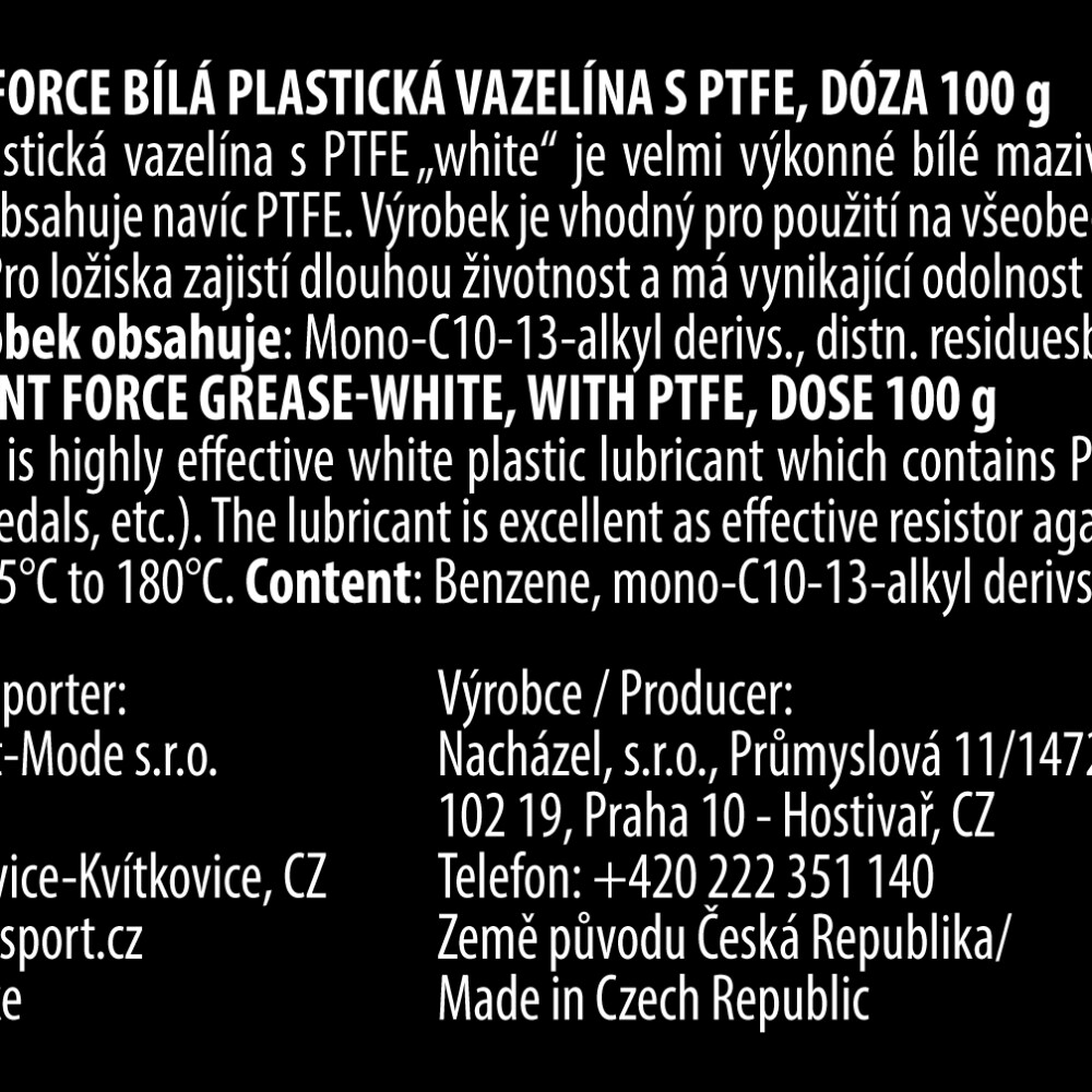 vazelína bílá plastická s PTFE FORCE, dóza 100 g