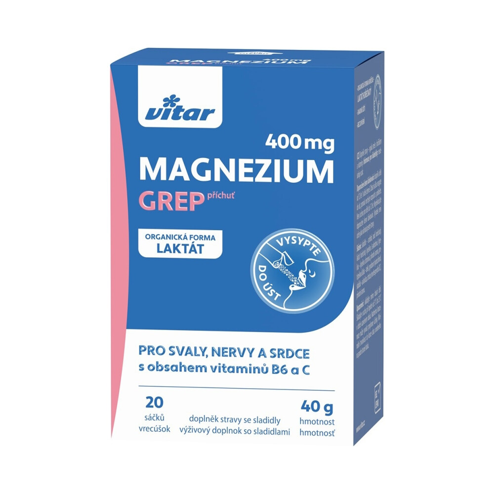 VITAR Magnézium 400 mg+vit B6+vit C, 20 sáčků grep