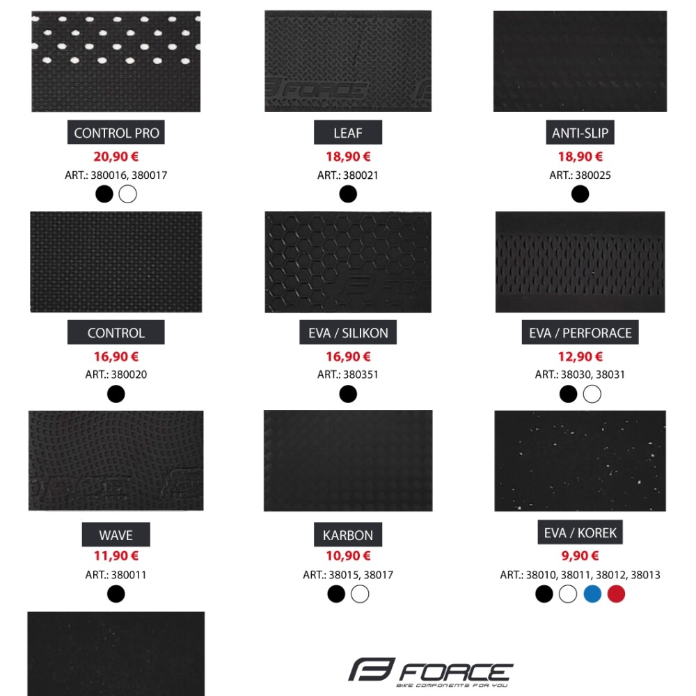 vzorník omotávek FORCE 2026 - EUR verze