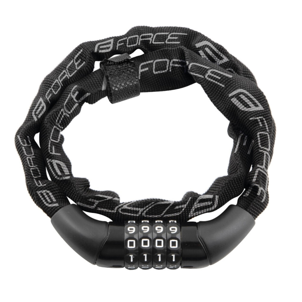 zámek FORCE CHAIN řetězový,kódový 120cm/4mm, černý