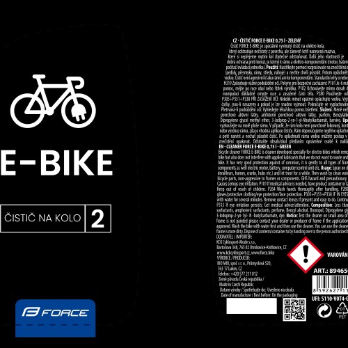 čistič FORCE E-BIKE rozprašovač 0,75 l - zelený