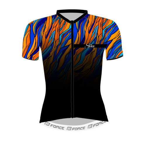 dres F LIFE LADY kr. rukáv, črn-modro-oranžový