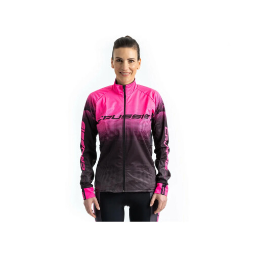 Dámská cyklistická bunda CRUSSIS No-Wind, černá/růžová
