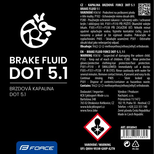 kapalina brzdová DOT 5.1 FORCE, láhev 1 l