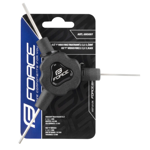 klíč Y šest. FORCE trojstranný 2/ 2,5/ 3 mm, černý