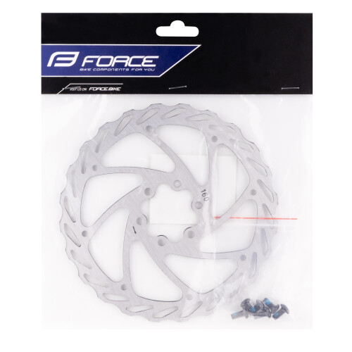 kotouč brzdový FORCE-4 160 mm, 6 děr, stříbrný