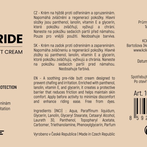 krém na hýždě FORCE CHEEKY RIDE, tuba 100 ml