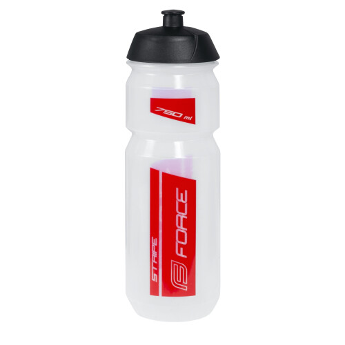 láhev FORCE STRIPE 0,75 l, transparentní-červená