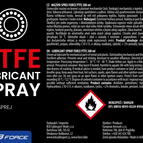 mazivo-sprej FORCE PtFe 200ml