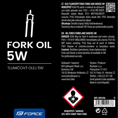 olej tlumičový FORCE Forks and Shocks 5W, 1l