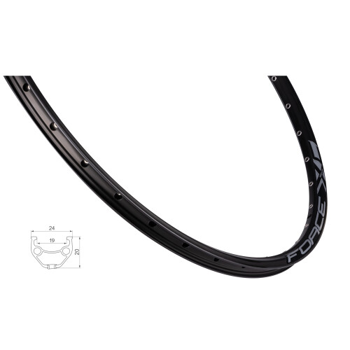 ráfek FORCE XC TOP DISC 584x19, 32děr, černý